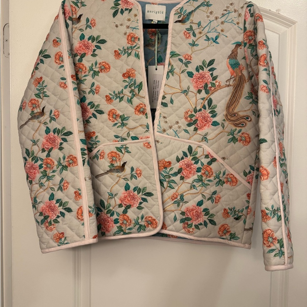 Victoria Dunn Cream and Pink Puffer Jacket